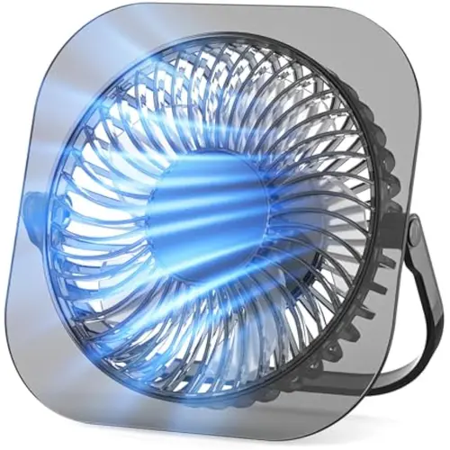 Portable Desktop Fan with Built-in LED Desk Lighting, 3 Adjustable Wind Speeds, Foldable Adjustable Angle, USB-Powered Ultra-Quiet Compact ABS Cooling Device for Home Office, Fan Portable