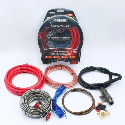 4 Gauge Car Audio Amplifier Wiring Kit - 2000W Complete Car Audio Accessories with 17ft (5m) CCA Power Wire, RCA Cable, 60A Component, Rubber Sleeves & Multiple Parts for Stereo Systems