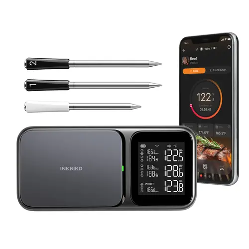 INKBIRD 5G WiFi & Bluetooth 5.4 Smart Food Meat Thermometer - 3 Multi-Sensor Probes, NIST Approved Accuracy, Stainless Steel Kitchen WiFi Wireless Thermometer for Grilling,home essentials sohochic