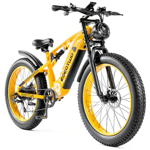 EOEOTWO E03 Fat Tire E-Bike, 1500W Peak Power, Removable 48V Battery, 60 Miles Range, 34MPH, Full Suspension, Steel Frame & Alloy Handlebar, Dual Disc Brake, Pedal Assist for Daily Commute & Off Road