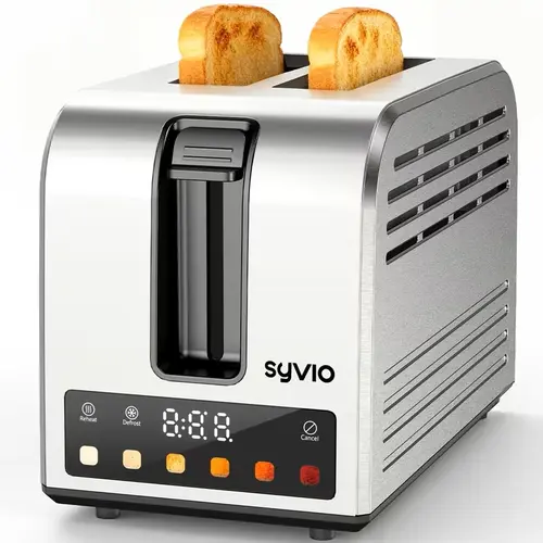 Syvio Toaster | Smart touchscreen, stainless steel construction, supports 5 bread types and 6 toasting levels, wide slot design, intelligent temperature control system, removable tray. Appliances Durable Toastie Maker,home essentials