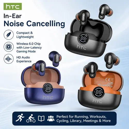 HTC NE79 Invisible Bluetooth Earbuds - IPX5 Waterproof Tiny Mini Short Handle Portable Wireless Headphones, Mini True Wireless Smart Earphones & Headphones for Work From Home, Productivity Tools, Sport, Gifts For Him