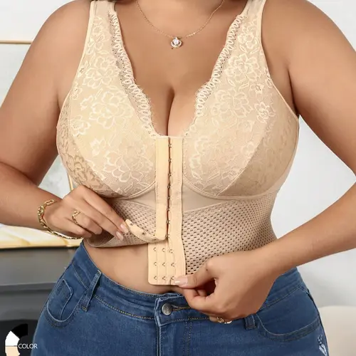 Plus-Size Women's Multi-Functional Shaping Bra, Front-Closure Push-Up Bra, Wire-Free Posture-Correcting Bra, Tummy-Control Comfy Casual Bra