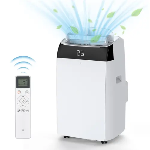 12000 BTU Portable Air Conditioner, Built-In Dehumidifier Small AC Unit, Easy To Move Indoor Cooler with Remote Control & Window Mount Exhaust Kit, Suitable for Rooms Up to 550 Sq.Ft