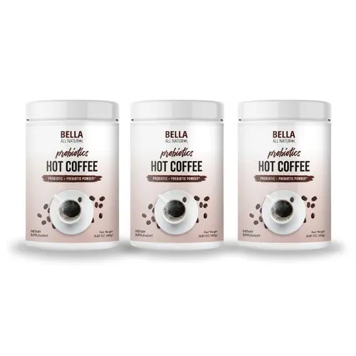 3 Pack Bella All Natural Probiotics Hot Coffee for Daily Use