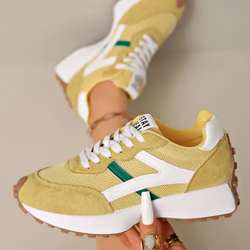 Women's Fashion Sneakers Chunky Trainers Thick Sole Design, Casual Comfort Walking Shoes, Daily Wear Textile Upper, All Seasons, Lowtop Casual Sneaker
