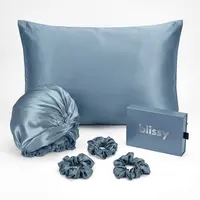 Blissy Silk Bundle – Pillowcase, Bonnet & Scrunchies (3-Pack) – 100% Mulberry Silk