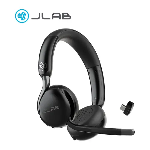 {NEW 2026 VERSION} JLab GO Work 3 Wireless & Wired On-Ear Headset - 65+ Hour Playtime, 40+ Hour Talk Time, Bendable Boom Mic, Cloud Foam Comfort, USB-C Dongle Bluetooth Multipoint Connect Two Devices for Home Office and Remote Work
