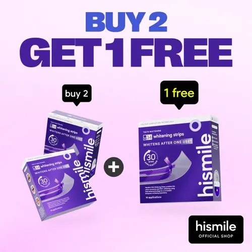 Hismile V34 Whitening Strips, Teeth Whitening Strips, Purple Tooth Whitening, Combining Whitening and Colour Correction 3x Pack