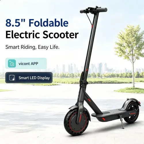 Electric Commuter Scooter for Adults – 8.5" Solid Tires, 350W Motor, 19MPH Top Speed & Long-Range Battery, Dual Braking System, Smart App Connectivity