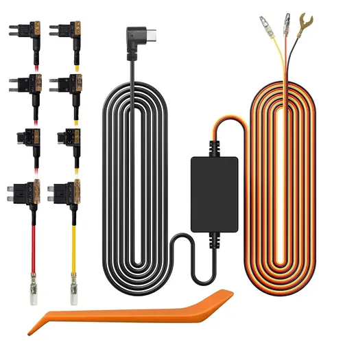 WOLFBOX USB C Hardwire Kit for G850PRO/G840S/G930/G850/G900/G840H/i07/i17/X5/X5 Duo/X3 Dash Cam, not Suitable for G890/G900 PRO/G900 Tripro, Parking Monitor with Multiple Size connectors,car accessories