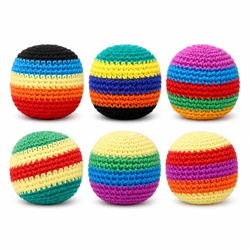 Handcrafted Crochet Hacky Sack Set - Unisex Footbag for Soccer Players, Juggling & Hacky Sack Juggling, Soccer Practice Balance Toy, Outdoor Backyard Activity (Random Colors), Agility & Balance