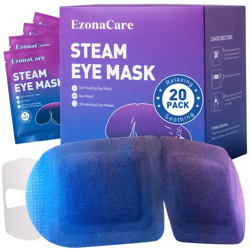 Unscented Disposable Self-Heating Steam Eye Masks for Adults, 20-Pack 45 Min+ Warm Compress, 1-Size Sensitive Relief for Dry Eyes & Stye, Sleep Mask & Travel Essential