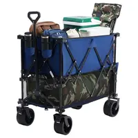 DUMOS 320L Heavy Duty Collapsible Outdoor Double-Decker Wagon - 440 lbs Capacity, Brakes, Flexible Handle, All-Terrain Big Wheels, Compact Pack & Foldable for Grocery, Camping, Collapsible Wagon, Heavy Duty Wagon