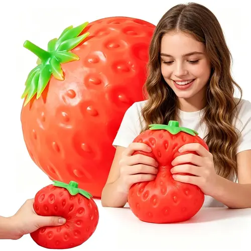 5-Inch Jumbo Strawberry Shape Stress Relief Squishy - Unisex Sensory Fidget Relief Slow-Rise Pressure Release Soft Squeeze Party Favor Realistic Model for Home & Festive Party Bags Gifts
