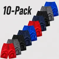 10-Pack and 5-Pack Summer men's lightweight and breathable quick drying beach shorts, men's pocket shorts, breathable men's daily wear bottoms, suitable for summer swimming, multi-color tropical style, with quick drying characteristics.