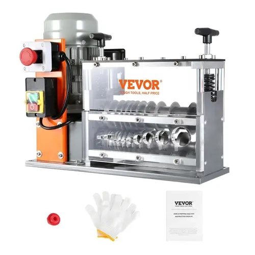 【Backtoschool】VEVOR Cast Aluminum Automatic Wire Stripping Machine, 0.06"-1.26" Electric Hands-Free Cable Stripper, 750W Power, 98 ft/min Wire Peeler, Visible Stripping Depth Reference, 10 Channels for Scrap Copper Recycling Heavy Duty Multi-Conductor Too