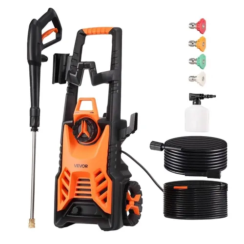 【Back to School】VEVOR Portable Power Washer, 4500 PSI Max 1900W Electric Pressure Washer with Nozzles, Foam Cannon, Auto Shut-Off, Water Jet for Metal, Plastic Decks, Auto Cleaning Equipment