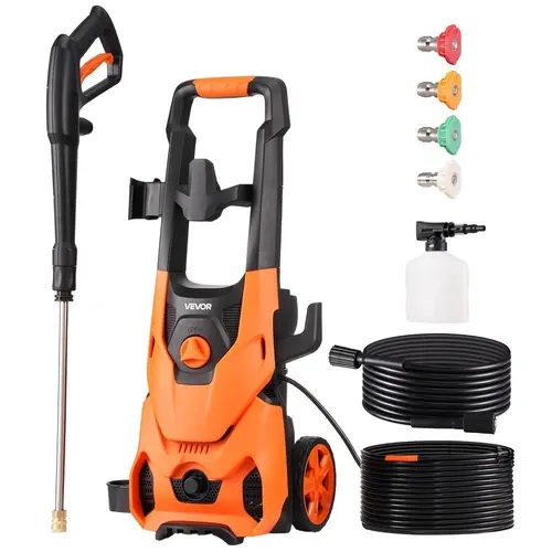 【Fallpicks】VEVOR Metal Pressure Cleaning Machine, 1700W Power Washer with 4200 PSI, 2.8 GPM Flow, 500ml Foam Cannon, 0° Pinpoint Jet, Nozzles, Metal Inlet/Outlet to Resist Water Leaks & Tangle-Free Hook for Decks,techvibes