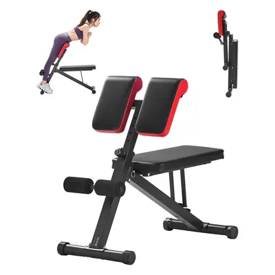 【Father's Day】VEVOR Multi-Functional Weight Bench for Full Body Workout, Roman Chair Hyperextension Bench, 330 lbs Adjustable & Foldable Equipment for Back Arm Core Ab Workout, Sit Up Exercise Machine for Home Gym
