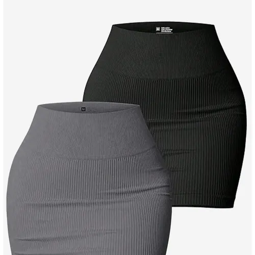 Hot girl high-waisted ribbed shaping bodycon mini skirt — tummy control for a slimmer look, highly stretchy slim fit; versatile base layer for everyday wear; available in multiple colors Casual Minimalist Bottom Breathable