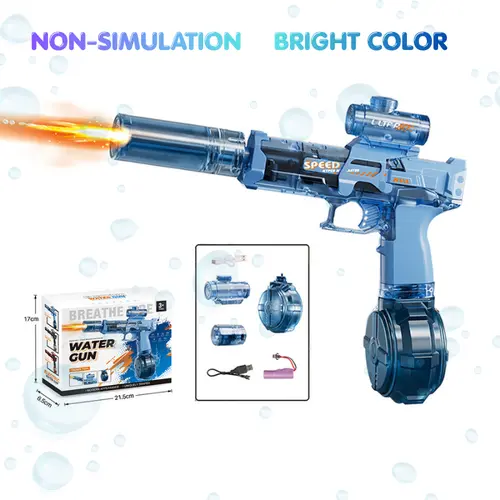 Automatic Powerful Electric Water Gun - LED Glowing Muzzle Waterblaster, 320cc Large Capacity, 32FT Long Range, Summer Outdoor Kids Toys for Beach Pool Party