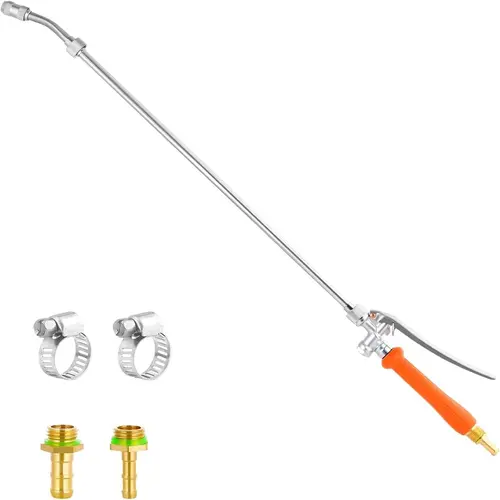 29-Inch Metallic Sprayer Wand Replacement for Gardening, Brass Barb Fitting 1/4"-3/8" Hoses, Adjustable Spray Nozzle, Stainless Steel Build, Ergonomic Design, All-Season Kitchen Specialty Utensil, Comfortable Grip