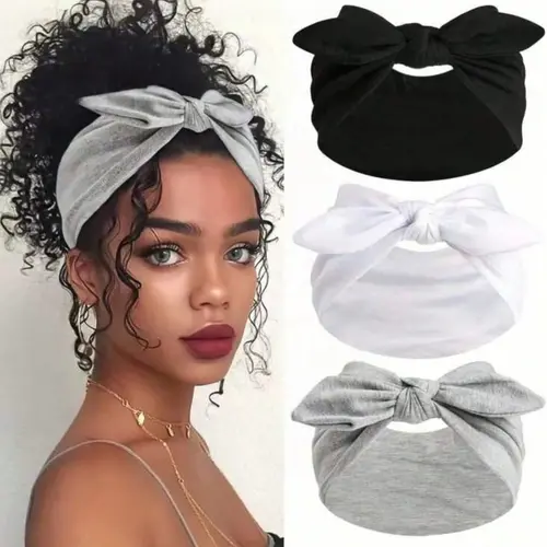 Cubidupi Women's Elastic Bow Headbands Set, Chic Ultra-Wide Stretch Breathable Soft Fabric Hairbands for Casual Wear, Makeup & Everyday Outfits