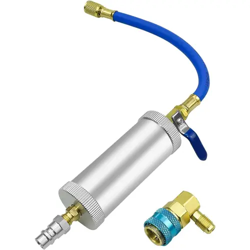 GJANSH AC Oil Dye Injector, R134A Compressor Oil Injector Kit with Snap Quick Coupler, 2 OZ A/C Injection Air Conditioning HVAC Tool with 1/4" SAE Male and Female for R134a R12 R22 Refrigerant System toolupgrade