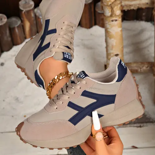 Women's Fashion Low Top Sneakers Thick Sole Design, Casual Comfort Walking Shoes, Daily Wear Textile Upper, All Seasons