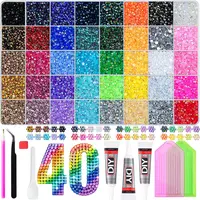 Shiny Sparkling Bedazzling Kit 40-Piece Colorful Ab Rhinestone Set, High-Luster Glass Flat Back Studs, Includes Dotting Pen Nail Art Rhinestones 、 Flatback Crystals  、 Diamond Painting， Handmade DIY Decoration Kit。summerwins,mid year sale, deals for you