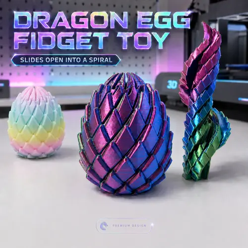3D Printed Dragon Egg Fidget Toy - Satisfying Tactile ASMR Sensory Fidget Tool, Desktop Stress Reliever Desk Accessory, Non-Toxic PLA BPA-Free Stress Relief Gadget for Kids (Ages 3+), 3in(7.5cm) 1.6oz(45g) Cool Gifts for Kids, Sensory Fidget Tools