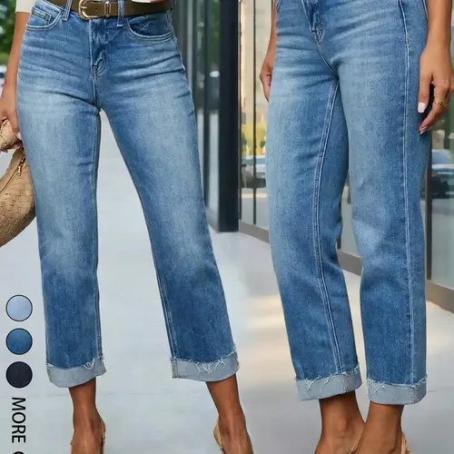 Women's Casual Skinny Stretch Denim Capri Pants, Basic Versatile Washed 7/8 Length Jeans, Comfortable Fit Denim Jeans for Daily Wear, Stylish Mid-Length Trouser for All Seasons