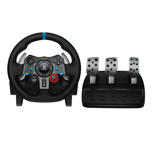 Logitech G29 Driving Force Game Racing Wheel and Floor Pedals - Real Force Feedback, Stainless Steel Paddle Shifters, Leather Grip Handle, USB-Connected for PS5, PS4, PC, Mac, Black Console Accessory