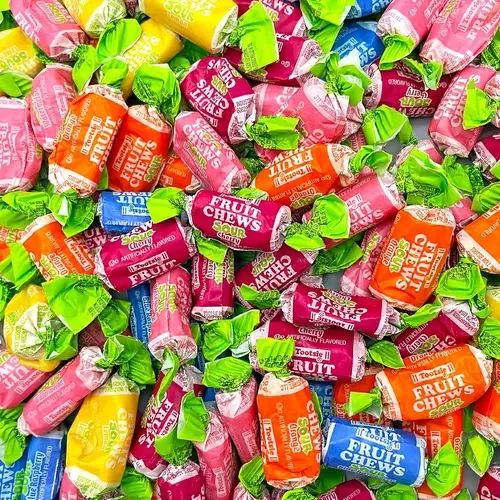 Tootsie Roll Bulk Sour Assorted Flavors Fruit Chews - Individually Wrapped, Gluten-Free, Peanut-Free, Non-GMO Soft Chewy Candies, Portable Fruit & Chewy Popular Snacks, Office Staples
