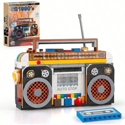 554PCS Retro Radio Classic Series Building Blocks Set, Collectible Vintage Music Player Display Mini Model Kit, Creative Gift Toys for Adults