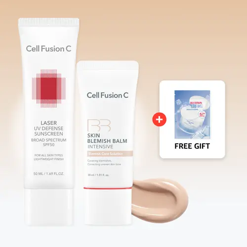 Cell Fusion C Korean BB Cream & SPF 50 Sunscreen Duo | Skin Blemish Balm Intensive Skin Tint + Laser UV Defense