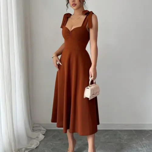 Elegant Aesthetic Solid Color Strappy Strap Sleeveless Casual Dress for All Seasons, Summer, New Arrival Long Skirt Women's Clothing, Stylish Backless Gown for Any Occasion, Elegance, Womenswear