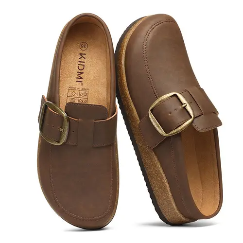 KIDMI Genuine Leather Clogs for Women Classic Memory Foam and Water Resistant Mules Slip-on Casual Shoes for Women Footwear Nonslip and Durable Clogs
