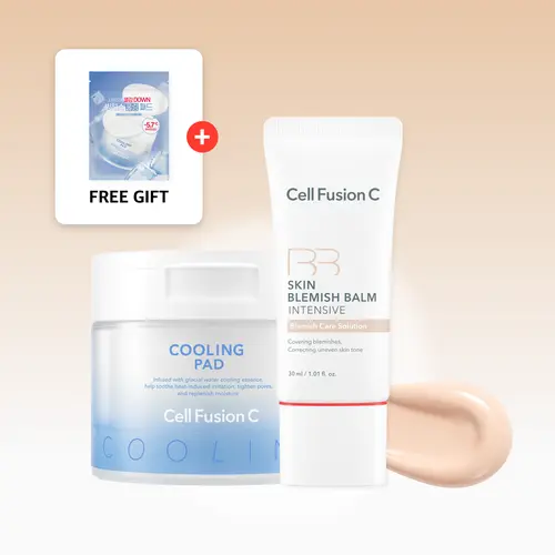 Cell Fusion C Korean BB Cream & Cooling Pad Duo | Skin Blemish Balm Intensive Skin Tint, Buildable Natural-Looking Coverage