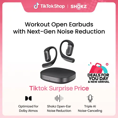 SHOKZ OpenFit Pro Open-Ear True Wireless Earbuds with Open-Ear Noise Reduction, Optimised for Dolby Atmos, Deep Bass, 50H Playtime, AI-Powered Clear Calls for Work, Sport, Bluetooth 6.1, IP55, Black