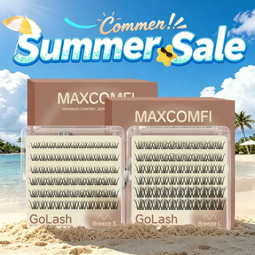 Glueless Lashes Breeze | Maxcomfi Adhesive-Free Lash Clusters, No Glue False Eyelashes, Adhesive-Free Eye Lashes Extensions, Easy-Stick Peel & Wear Glue-Free Premium BASF Fiber Makeup Comfortable Soft Lightweight False Eyelashes For All Eye Shapes