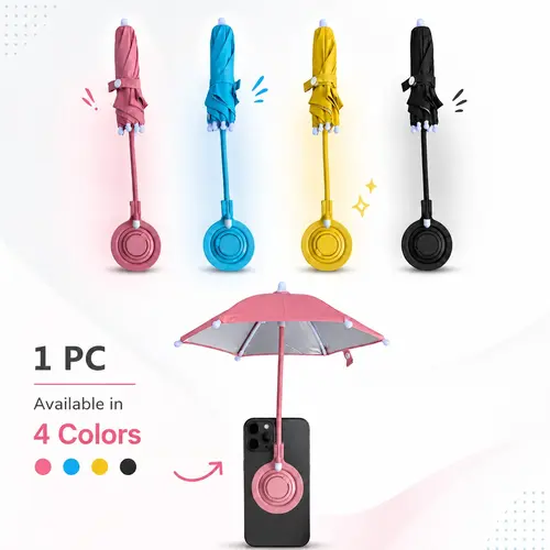 Magnetic Phone Umbrella Shade, Foldable Retractable Mini Sun Umbrella, 360° Ring Holder, Phone Mount, Glare Reducer for Outdoor Activities, Cycling, Camping, Travel, Smartphone