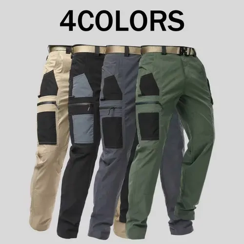 Men's Solid Color Tactical Trouser - 230g/m² Medium-Lightweight All-Seasons Fabric, Multi-Pocket Carry Utility, Zipper Closures, Durable, Comfortable, Cold-Wash Below-the-Ankle Pants for Hiking, Work