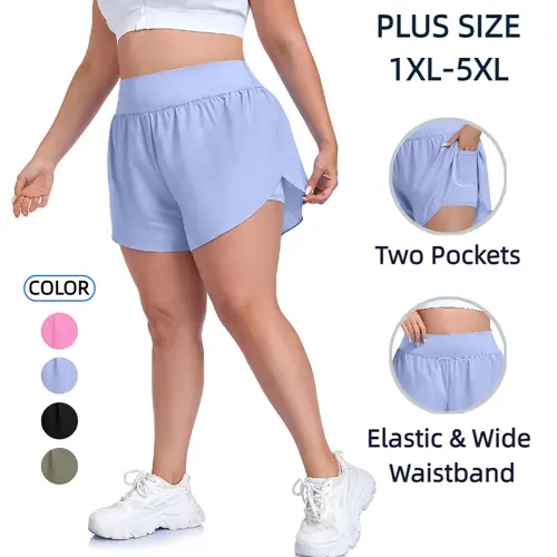 COOTRY Women's Plus Size Sports Skorts - Plain, Flowy, Sporty Chic Curvy Clothing with 2-in-1 Anti-Chafe Inner Shorts, Pockets, Full Coverage, Flexible Fabric for Workout, Running, Women's Fitness