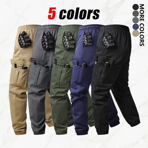 Pack of 5. Men’s tactical cargo pants — outdoor pants, cargo pants, elastic waistband, multi-pocket design, suitable for hiking and everyday wear; durable and comfortable.Summervibes