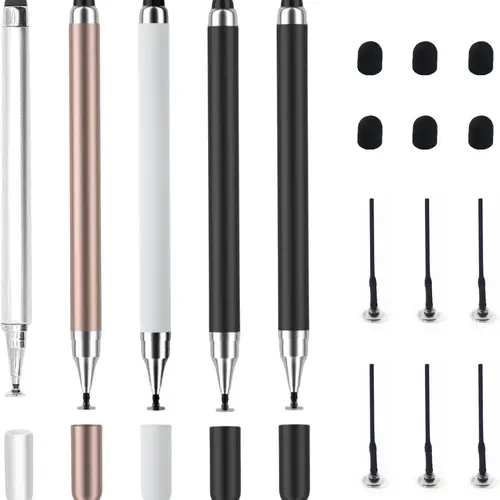 3-Pack Smooth Capacitive Stylus Pens, 2-in-1 Universal Smart Drawing Stylus with Precision Disc Tip for All Touchscreen Devices, Accessories Compatible with Android, iOS, Smartphone, Tablet - Ideal for Writing, Drawing