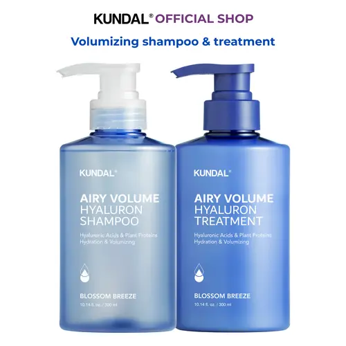 [KUNDAL] Airy Volume Hyaluron (Hyaluronic acid) Shampoo and Conditioner Set, Blossom Breeze, 10.14 fl. oz Each (Pack of 2)