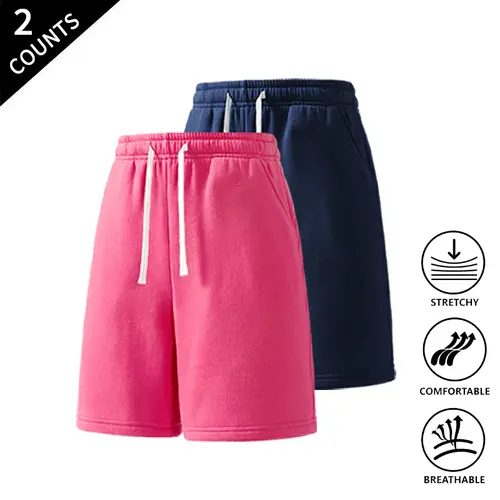 2-Pack Summer Vibes Men’s Soft Casual Shorts — elastic drawstring, stretchy, breathable athletic lounge shorts for summer daily gym workouts