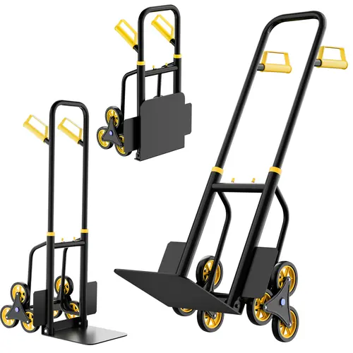 Garvee Upgraded 440 lbs Heavy Duty Stair Climbing Hand Truck – 6-Wheel Folding Dolly with Telescoping Handle, 2-in-1 Convertible Cart for Easy Moving Up Stairs, Warehouse, Home Storage – Portable & Ergonomic Design